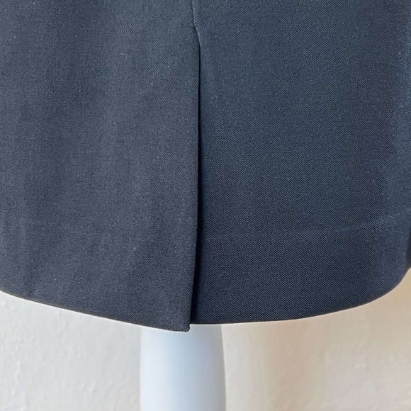 VINTAGE & RARE | Black Gabardine Wool Overlap Skirt - Front Pocket - Picture 10 of 11